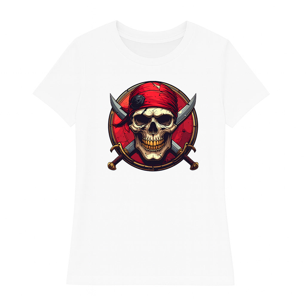 T-shirt Pirate Red Bandanna White Women's