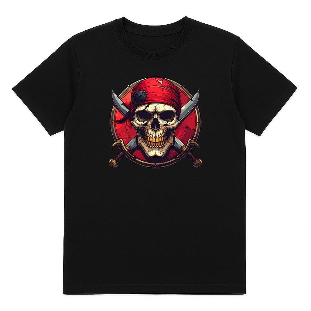 T-shirt Pirate Red Bandanna Black Men's
